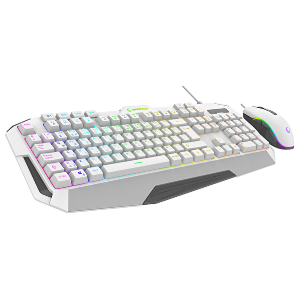 Rampage KM-34 GLARE Beyaz Usb RGB Aydınlatmalı Q 12800 DPI Mouse Gaming Oyuncu Klavye Set