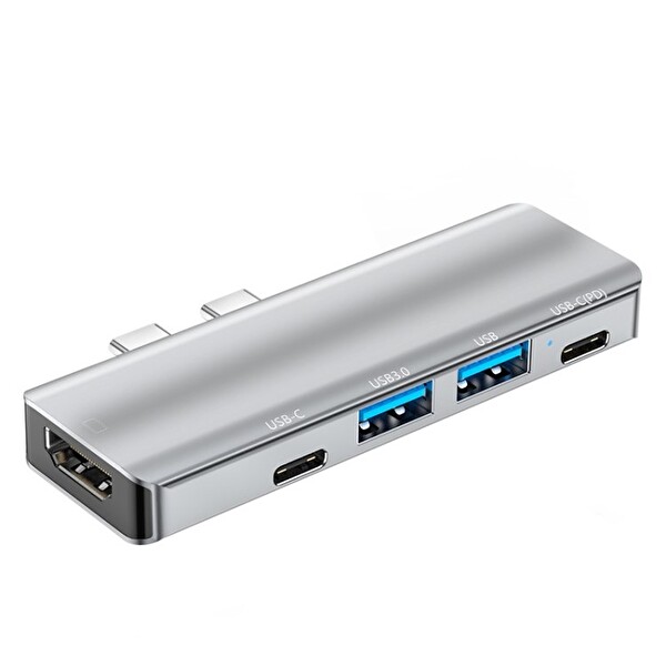 Technow YG-2102 5 İn 1 Çift USB-C - Type-C-USB HUB Çevirici Adaptör