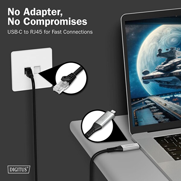 Digitus 1 Gbit-s 5 M USB 3.2 Gen1 LSZH USB-C - RJ45 CAT 6A S-FTP Kablosu