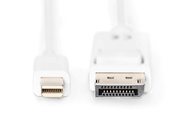 Digitus Mini DP - DP 3 M - Kilitli DP 1.1A Uyumlu Display Port Bağlantı Kablosu Beyaz