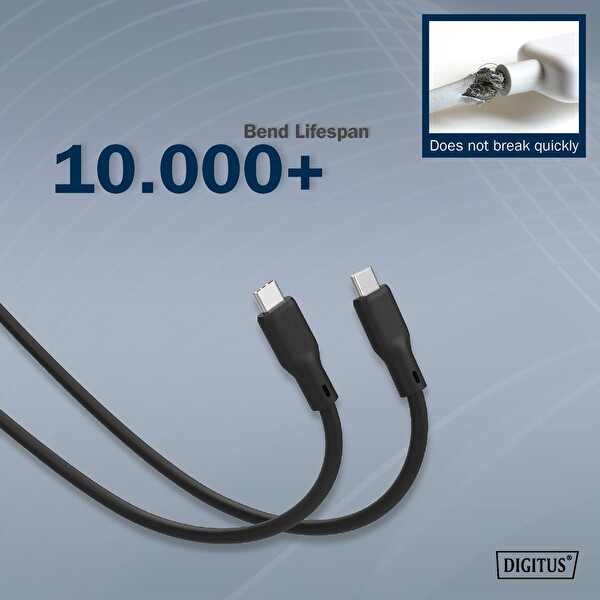 Digitus USB 3.2 Gen1 - 5G - 4K - 100W USB-C Silikon Bağlantı Kablosu - 2M