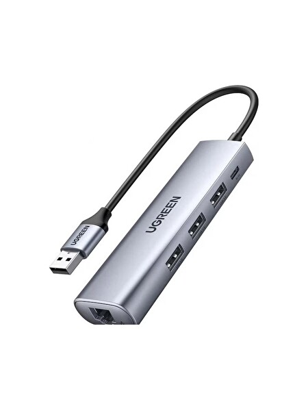 Ugreen 20915 CM475 USB 3.0 To 3xUSB 3.0 + RJ45 1000 MBPS Çevirici Ethernet Adaptörü
