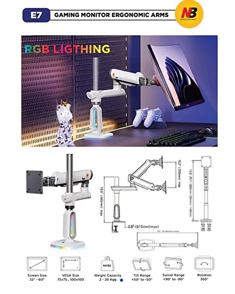 Ergoflex North Bayou Ergonomic E7-Gaming 32-60