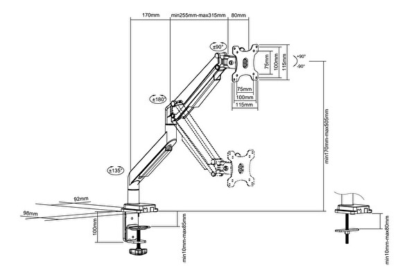 Digitus Tekli Gaz Basınçlı Yaya Sahip 17-32
