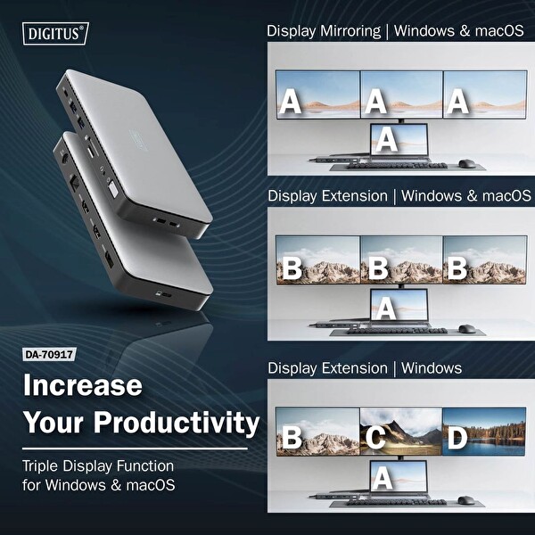 Digitus USB-C Docking Statio 10 Gbit/s 11 Port 3.2 Gen 2 Bağlantı Noktası Çevirici