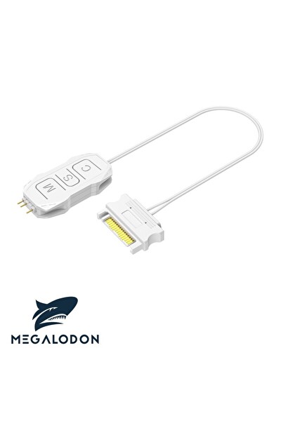 Megalodon ARGB Kontrolcü 5V 3 Pin SATA Kablo ARGB Dönüştürücü RGB Denetleyici Beyaz