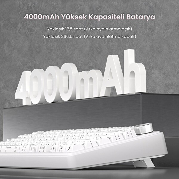 Aula F75 Mekanik RGB TKL Seiya Switch Kablosuz Makrolu Hot Swap Gaming Klavye - Desenli Beyaz