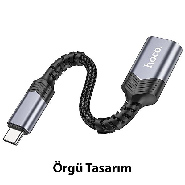 Hoco UA24 Dişi USB To Erkek Type-C 3.0 Dönüştürücü - Gri