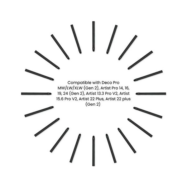 XP-Pen AC102 Pen Nibs X3 Elite/X3 Elite Plus/X3 Pro smart Chip Stylus için 20 Adet Yedek Uç