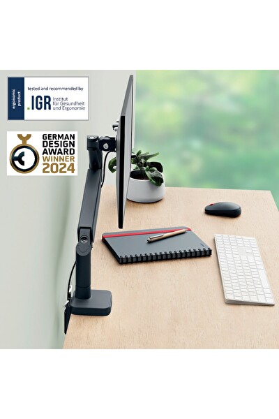 Leitz 6489 Ergo Yerden Tasarruf Sağlayan Tekli Monitör Kolu Koyu Gri
