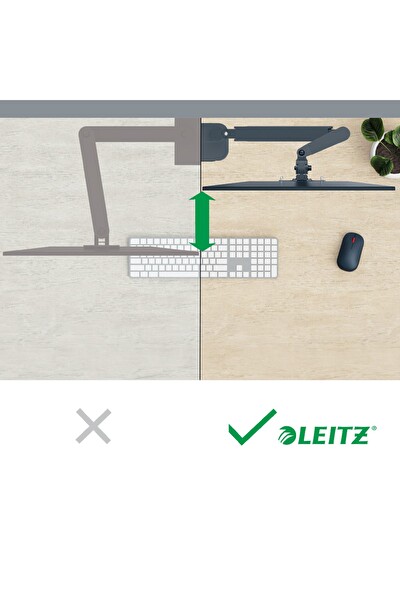 Leitz 6489 Ergo Yerden Tasarruf Sağlayan Tekli Monitör Kolu Koyu Gri