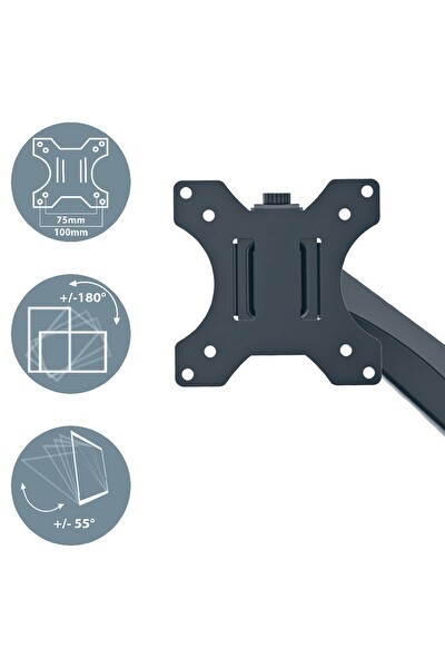 Leitz 6489 Ergo Yerden Tasarruf Sağlayan Tekli Monitör Kolu Koyu Gri