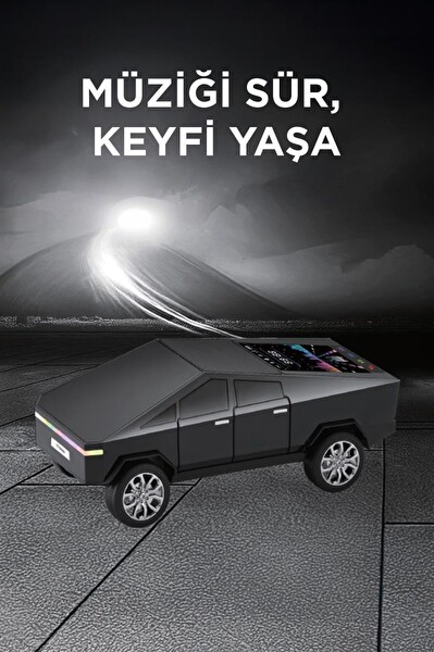 Torima D68 Retro Araba CyberTruck Tasarımlı Rgb Işıklı TWS USB 15W Bluetooth Hoparlör Siyah