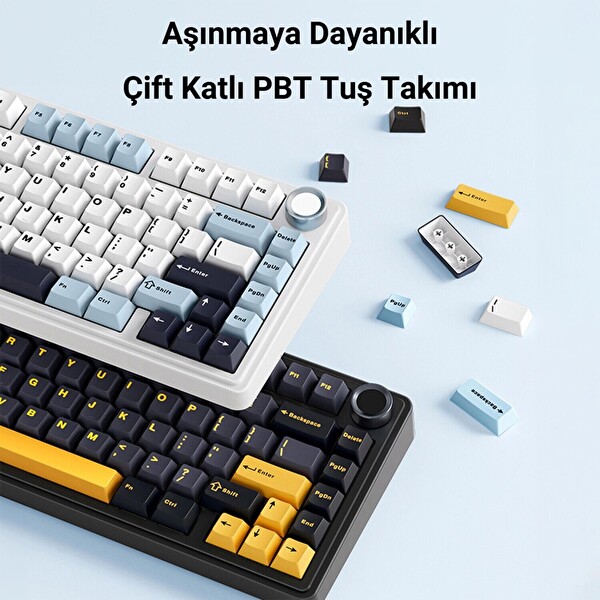 Aula F75 Mekanik RGB TKL Ice Vein Switch Kablosuz Makrolu Hot Swap Klavye Lacivert