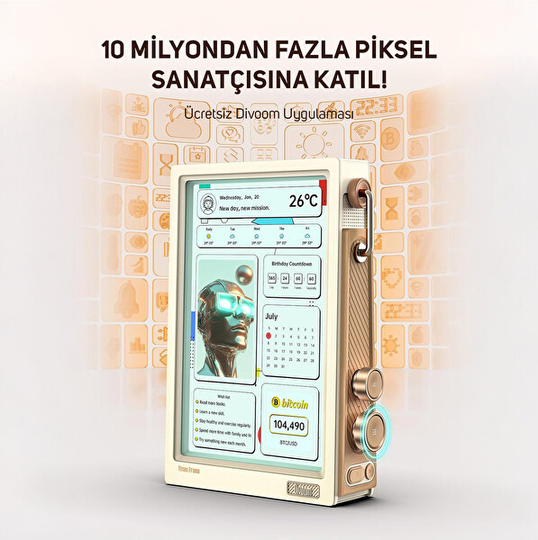 Divoom Times Frame 10.1 Akıllı Kişiselleştirilebilir Dijital Çerçeve 64 GB Beyaz