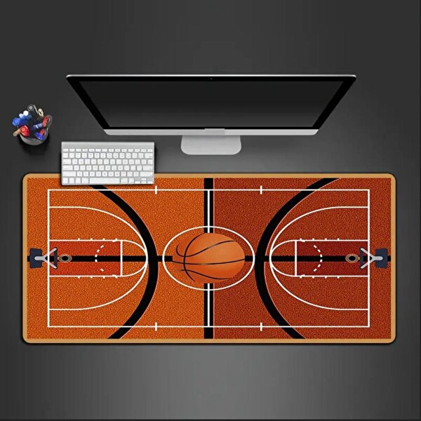 Sge Teknoloji 90X40 CM Basketbol Sahası Temalı Kaydırmaz Taban Speed Yüzey Oyuncu Mouse Pad Gaming