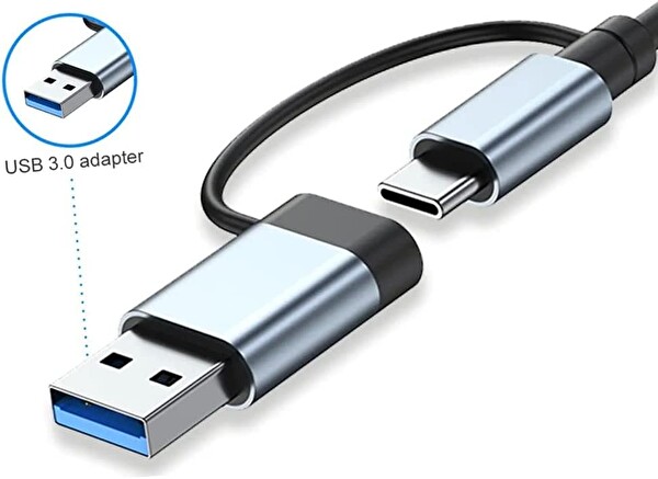 Blue Wings 7in1 USB ve Type-C Girişli USB Çoğaltıcı 7in1 USB 3.0 Çoğaltıcı USB C Çevirici Adaptör Çok Portlu