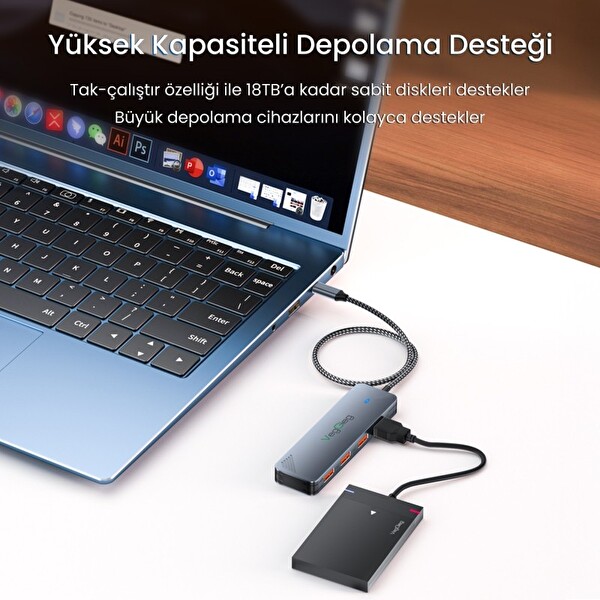 VegGieg 4 Portlu 10Gbps Type-C To 2xUSB-A 2xType-C USB 3.2 Gen2 USB Çoklayıcı Dönüştürücü Hub