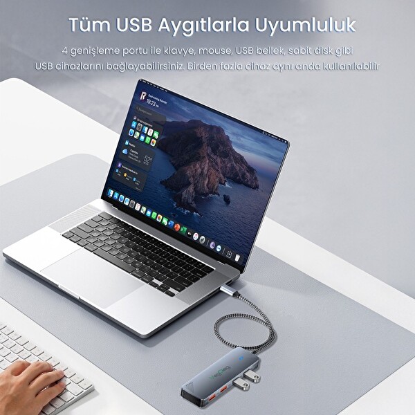 VegGieg 4 Portlu 10Gbps Type-C To 2xUSB-A 2xType-C USB 3.2 Gen2 USB Çoklayıcı Dönüştürücü Hub