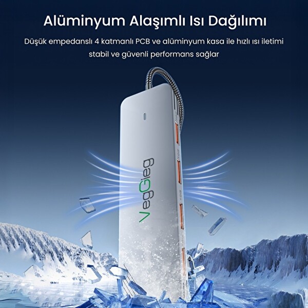 VegGieg 4 Portlu 10Gbps Type-C To 2xUSB-A 2xType-C USB 3.2 Gen2 USB Çoklayıcı Dönüştürücü Hub