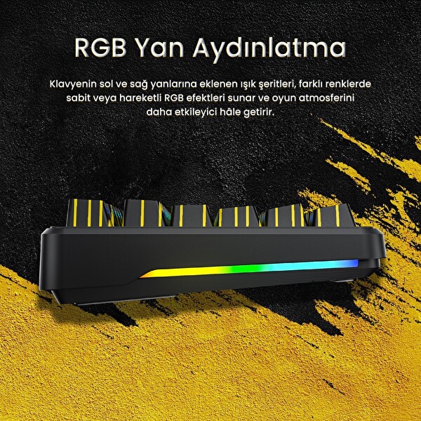 Aula F87 PRO Mekanik RGB TKL Matcha Latte Switch Kablosuz Makrolu Hot Swap Klavye Sarı