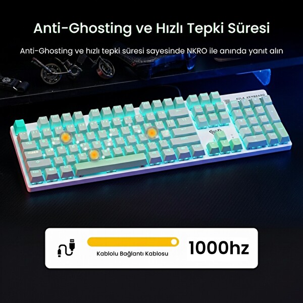 Aula S500 Blue Switch RGB Makrolu Kablolu Gaming Mekanik Oyuncu Klavyesi
