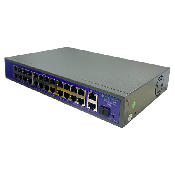 Novacom NVC-HIF2421GBL-C 24+2+1 Port 10-100-1000 Gigabit Uplink PoE Switch