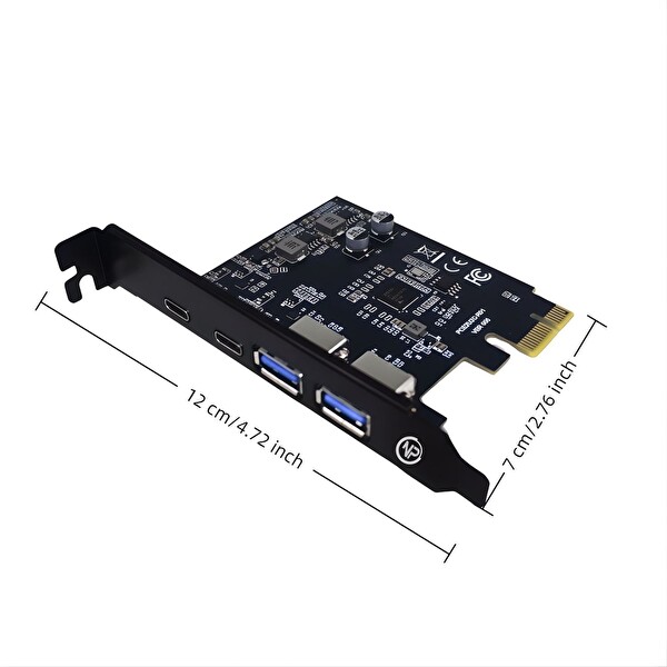NPO 2AC 4 Portlu 2x Type-C ve 2x USB 3.0 (USB 3.2 Gen1) 5Gbps PCI-E Genişletme Kartı