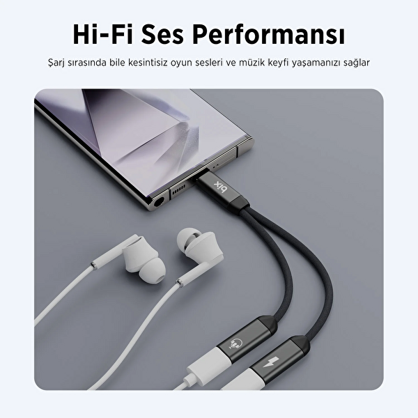 Bix ADP-13 Type-C to Çift Type-C Adaptör ve 15W Hızlı Şarj Dönüştürücü