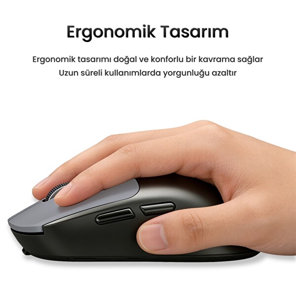 VegGieg G900 Dual-Mode Bluetooth 5.3 ve 2.4GHz 3600DPI Ekranlı Şarjlı Optik Kablosuz Mouse Siyah