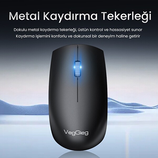VegGieg G700 Kablosuz Mouse 2.4GHz Nano USB Alıcı 3 Tuşlu Pilli Optik Mouse
