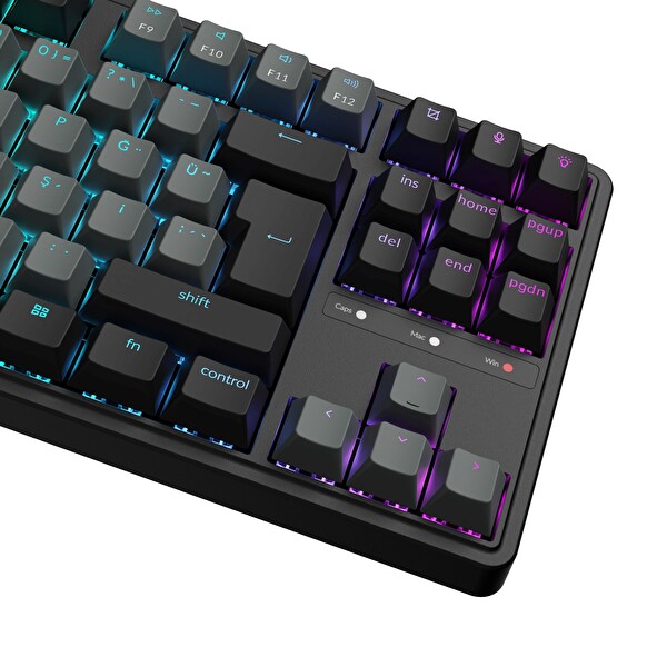 Keychron C3PX-H3-TR C3 Pro 8K QMK Kablolu Özel Kahverengi Switch Mekanik Klavye - Siyah