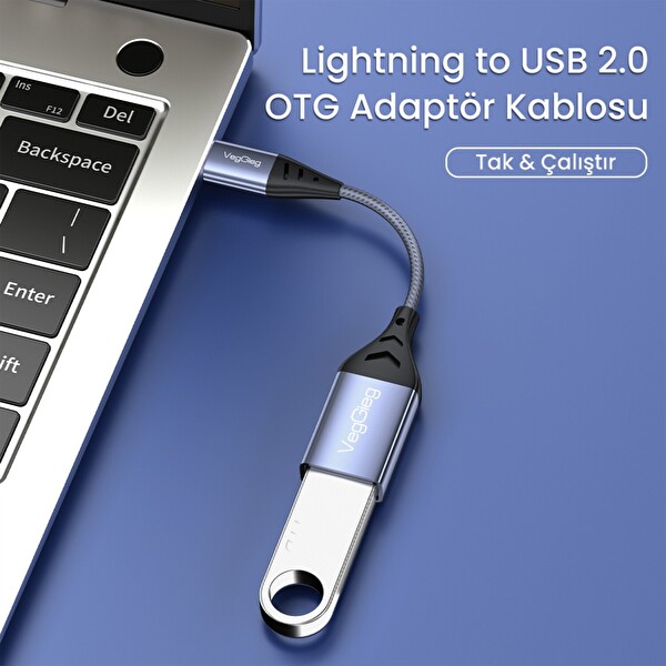 VegGieg Lightning To USB 2.0 OTG Çevirici Dönüştürücü Adaptör