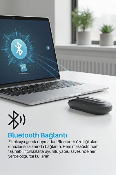 Piranha 7657 2.4 GHz Mouse Şarjlı Sessiz Tuşlu Optik Bluetooth Kablosuz Mouse