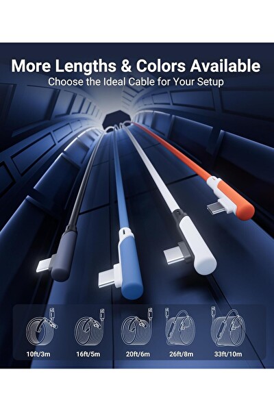 Syntech 5M USB-C VR Bağlantı Kablosu Quest 2 Quest Pro Pico 4 Uyumlu Yüksek Hızlı Bağlantı Kablosu Mavi