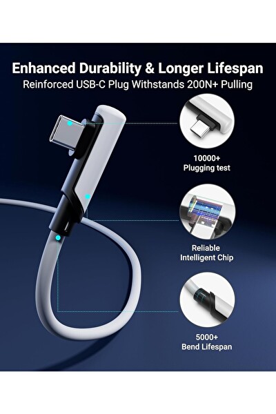 Syntech 3M USB-C VR Bağlantı Kablosu Quest 2 Quest Pro Pico 4 Uyumlu Yüksek Hızlı Veri Aktarım ve Şarj Kablosu Beyaz