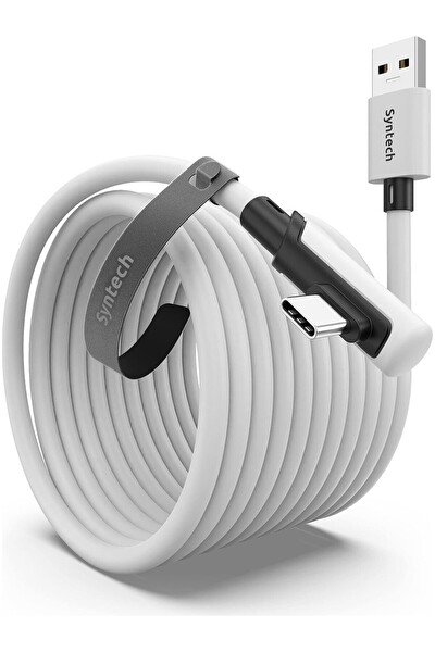 Syntech 6M USB-C VR Bağlantı Kablosu Quest 2 Quest Pro Pico 4 Uyumlu Yüksek Hızlı Bağlantı Kablosu Beyaz