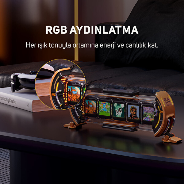 Divoom Times Gate 5 Ekranlı Rgb Işıklı Akıllı Dijital Saat Dekor Resim Çerçevesi Sarı