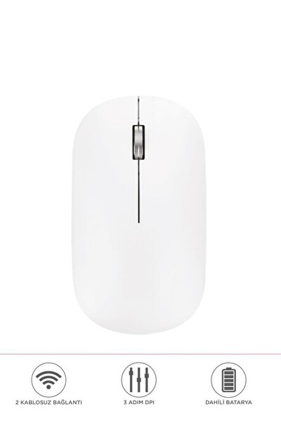 Başkenttekno TM19 Çift Modlu Bluetooth - Usb Şarjli Sessiz Kablosuz Mouse Beyaz