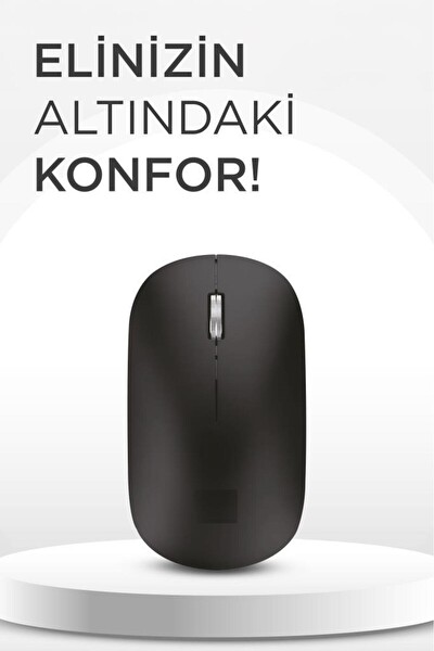 Başkenttekno TM19 Çift Modlu Bluetooth - Usb Şarjlı Sessiz Kablosuz Fare Siyah