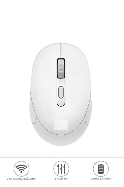 Başkenttekno TM17 Mouse Bluetooth - Usb Çift Modlu Şarjlı Sessiz Kablosuz Mouse Beyaz