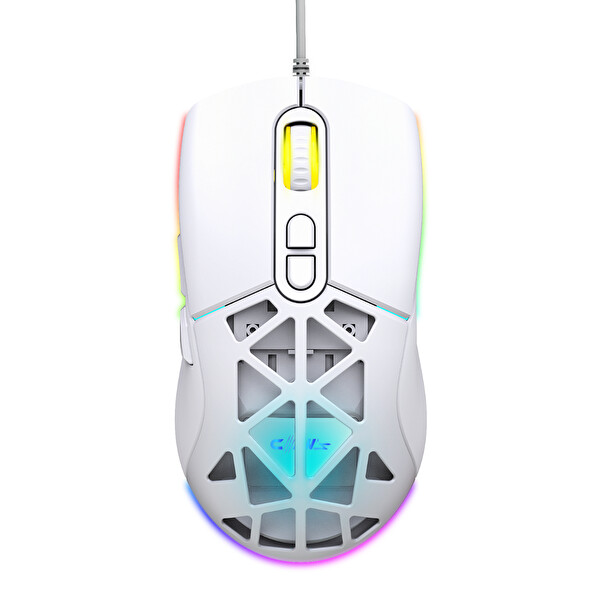 Claw's Nexus X1 12800 Dpi Wide RGB Özel ABS Doku, Claw's Reflex Örgü Kablolu & Değiştirilebilir Kapaklı Gaming Mouse - Beyaz