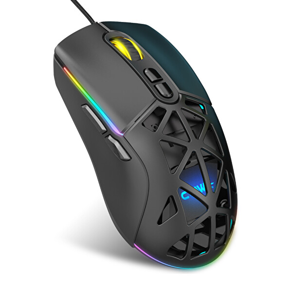 Claw’s Nexus X1 12800 Dpi Özel ABS Doku Değiştirilebilir Kapaklı Kablolu RGB Gaming Mouse Siyah