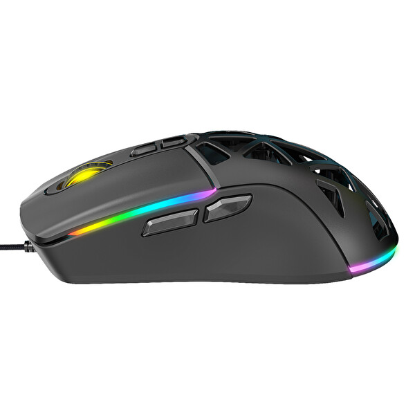 Claw’s Nexus X1 12800 Dpi Özel ABS Doku Değiştirilebilir Kapaklı Kablolu RGB Gaming Mouse Siyah