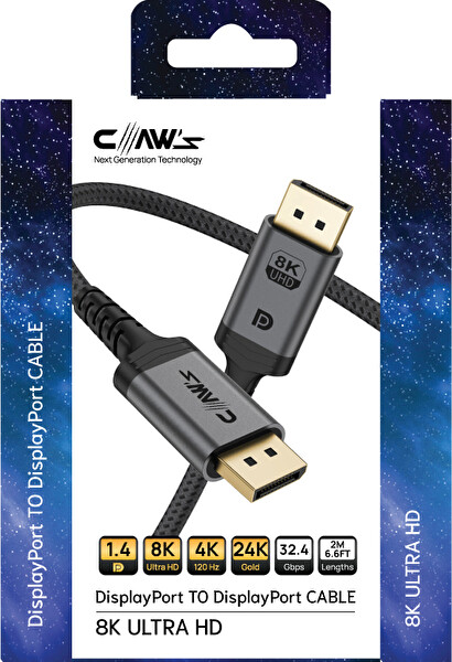 Claw’s 8K UHD DisplayPort v1.4 32.4 Gbps 8K 60Hz 4K 120Hz 2K 240Hz FHD 240Hz