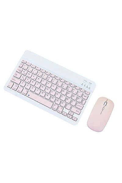 Başkenttekno TMK-04 Bluetooht Kablosuz Klavye Mouse Seti Pembe