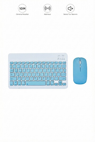 Başkenttekno TMK-04 Bluetooht Kablosuz Klavye Mouse Seti Mavi
