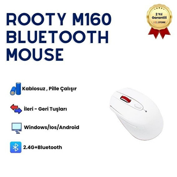 Hzl Store M160 Sessiz Tıklamalı 1600 DPI Kablosuz Mouse Beyaz