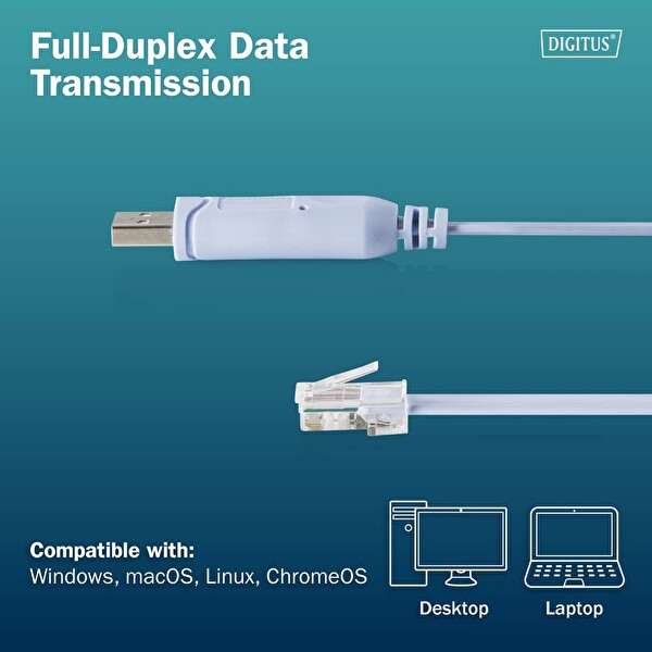 Digitus RJ45 USB 2.0 FTDI 180 CM Konsol Adaptör Kablosu Yonga Seti