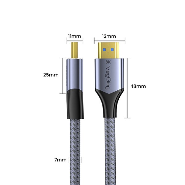 VegGieg HDMI 2.1 8K 60Hz 4K 120Hz 48 Gbps HDR eARC HDCP 2.2 Örgülü Ses ve Görüntü Kablosu 1.5 M